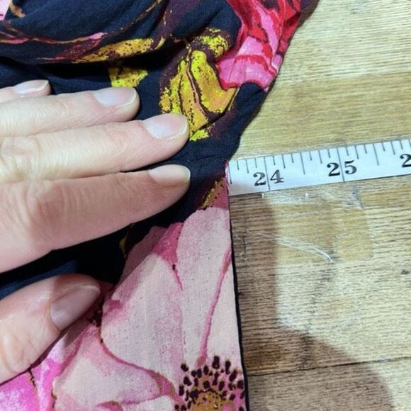 Entro Women's Floral Tiered Blouse Top Layered Bell Sleeve Pink Navy‎ Blue Small - Picture 10 of 15